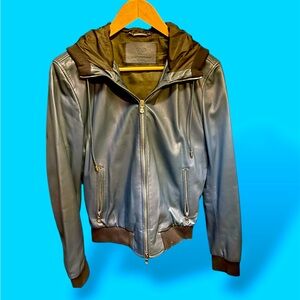 Dolce Gabbana NWOT size M leather hooded jacket